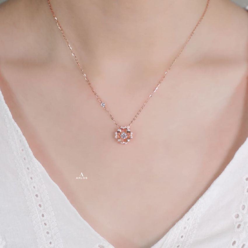 閃爍四葉草跳動頸鏈 (玫瑰金)