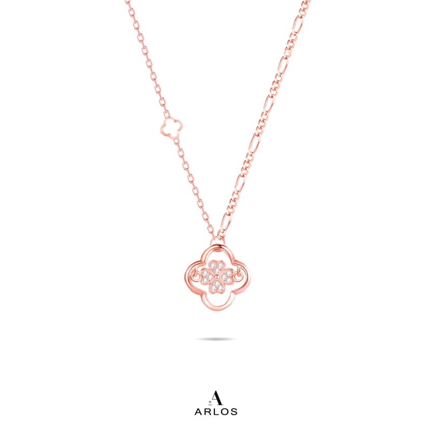 新春幸運四葉草跳動頸鏈 (玫瑰金)