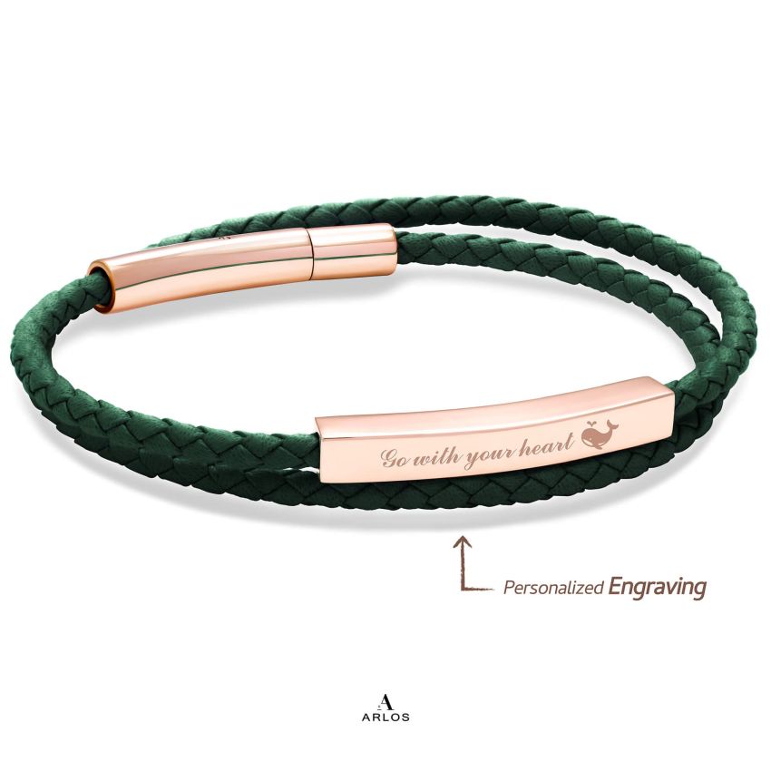 Le Tien 雙層皮革手環 (午夜綠)