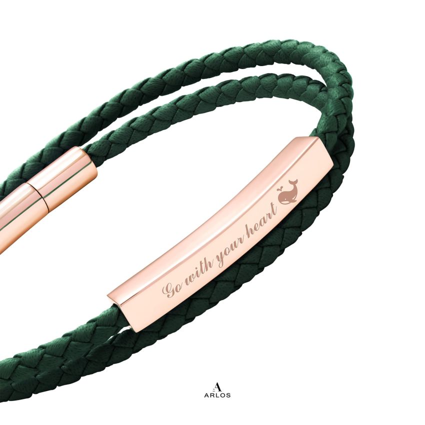 Le Tien 雙層皮革手環 (午夜綠)