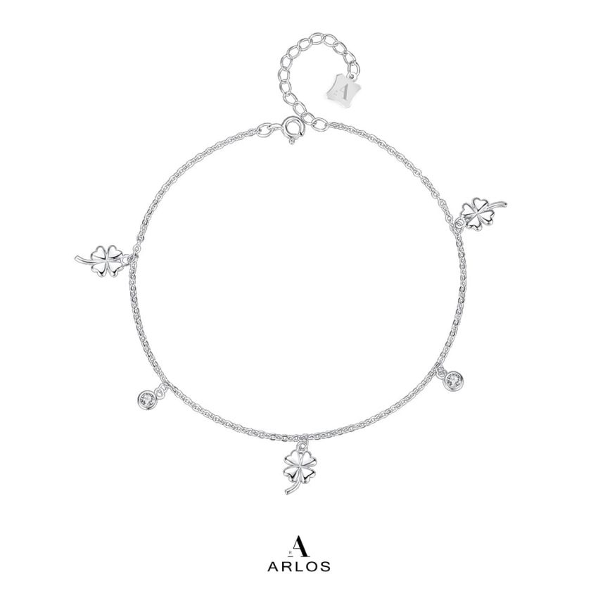 Dora 幸運四葉草腳鏈 (白金色)