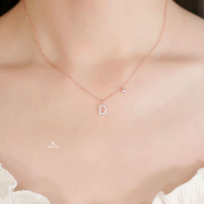 Trésor 字母 [ D ] 頸鏈 (玫瑰金)