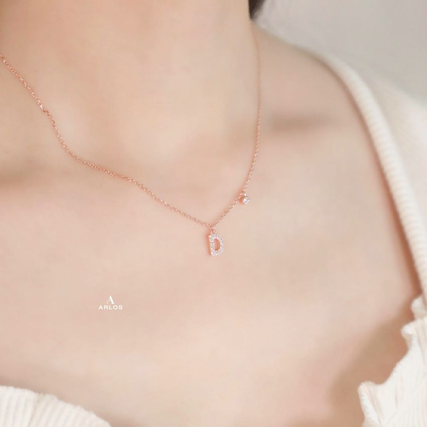 Trésor 字母 [ D ] 頸鏈 (玫瑰金)