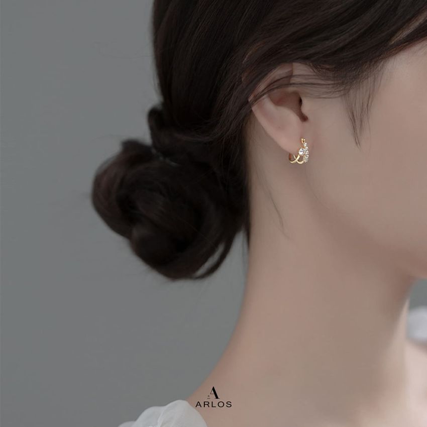 Aloha 閃爍雙層耳環 (金色)