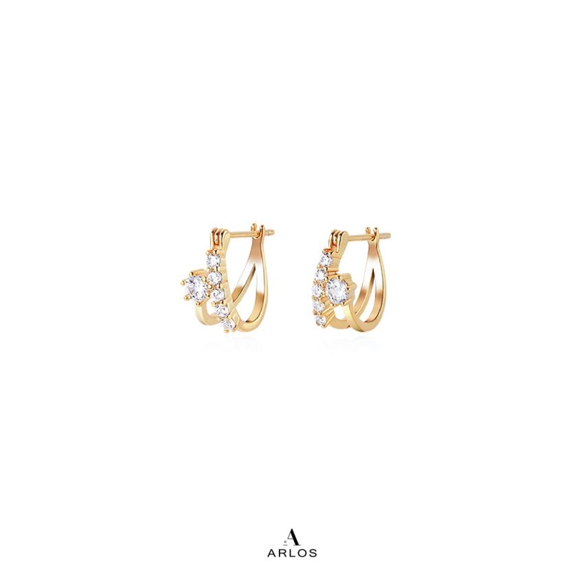 Aloha 閃爍雙層耳環 (金色)