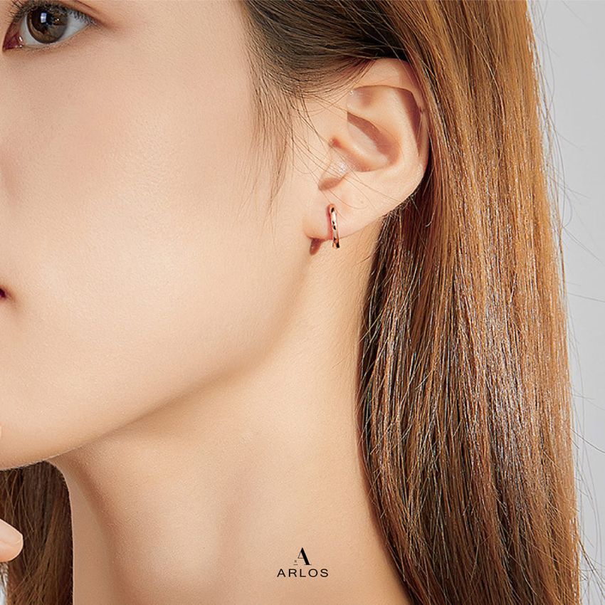 Aloha 玫瑰金圈耳環