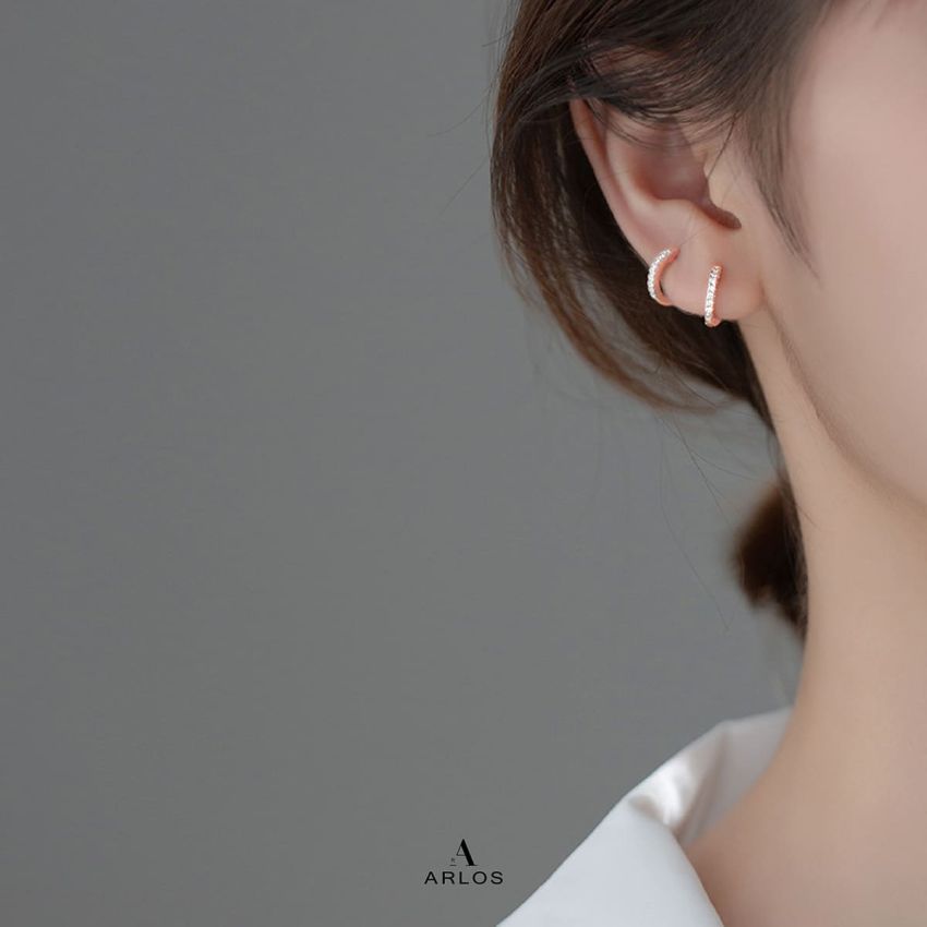 Aloha 閃爍玫瑰金圈耳環