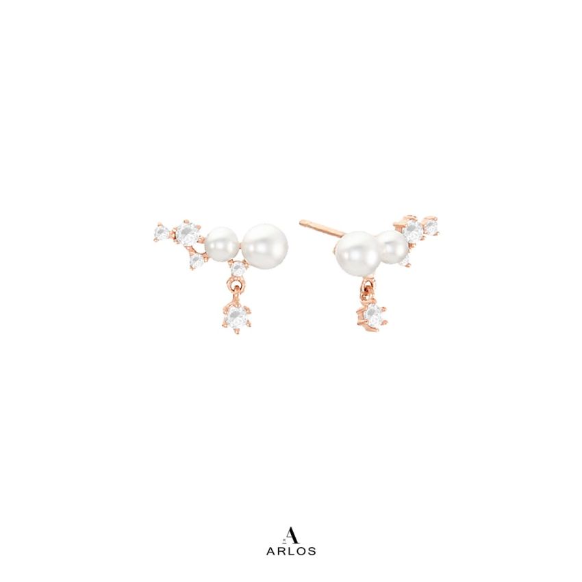Aloha 閃爍珍珠耳環 (玫瑰金)