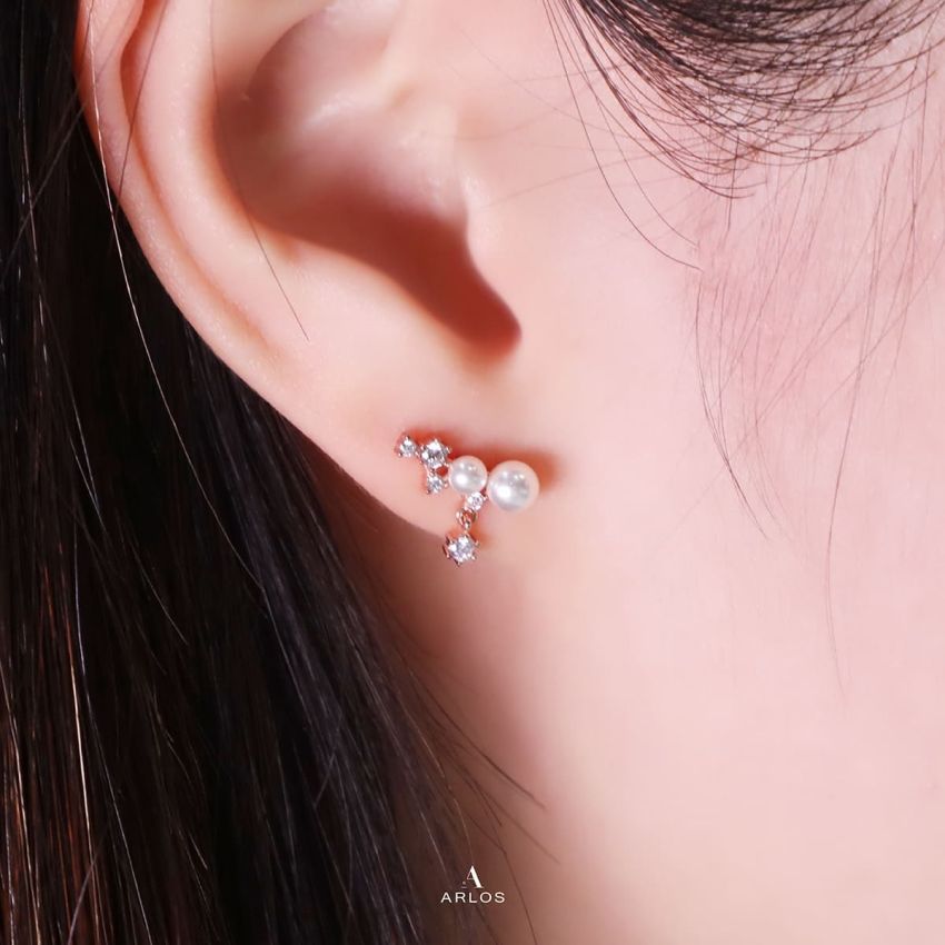 Aloha 閃爍珍珠耳環 (玫瑰金)