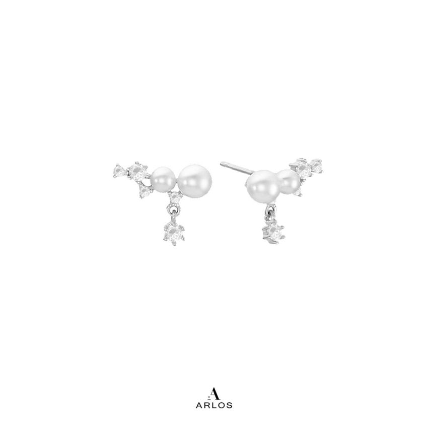 Aloha 閃爍珍珠耳環 (白金色)