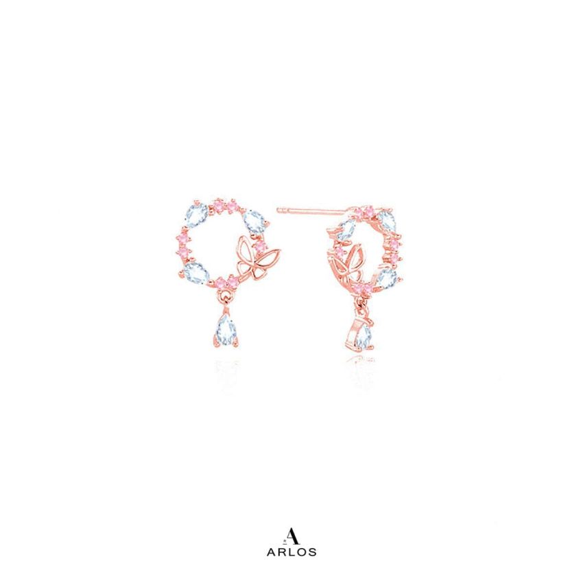 Aloha 蝴蝶花圈水滴耳環