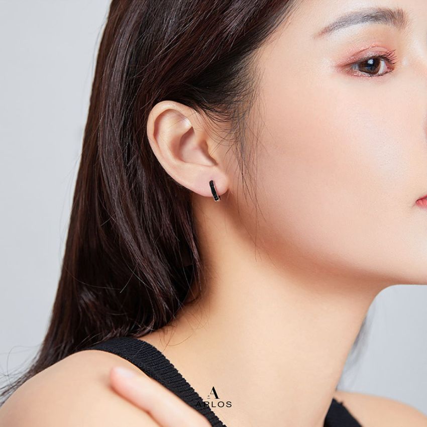 Aloha 個性黑色圈耳環