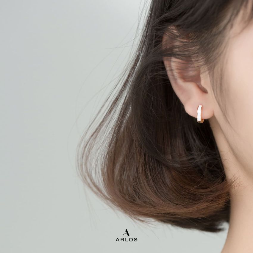 Aloha 玫瑰金白圈耳環