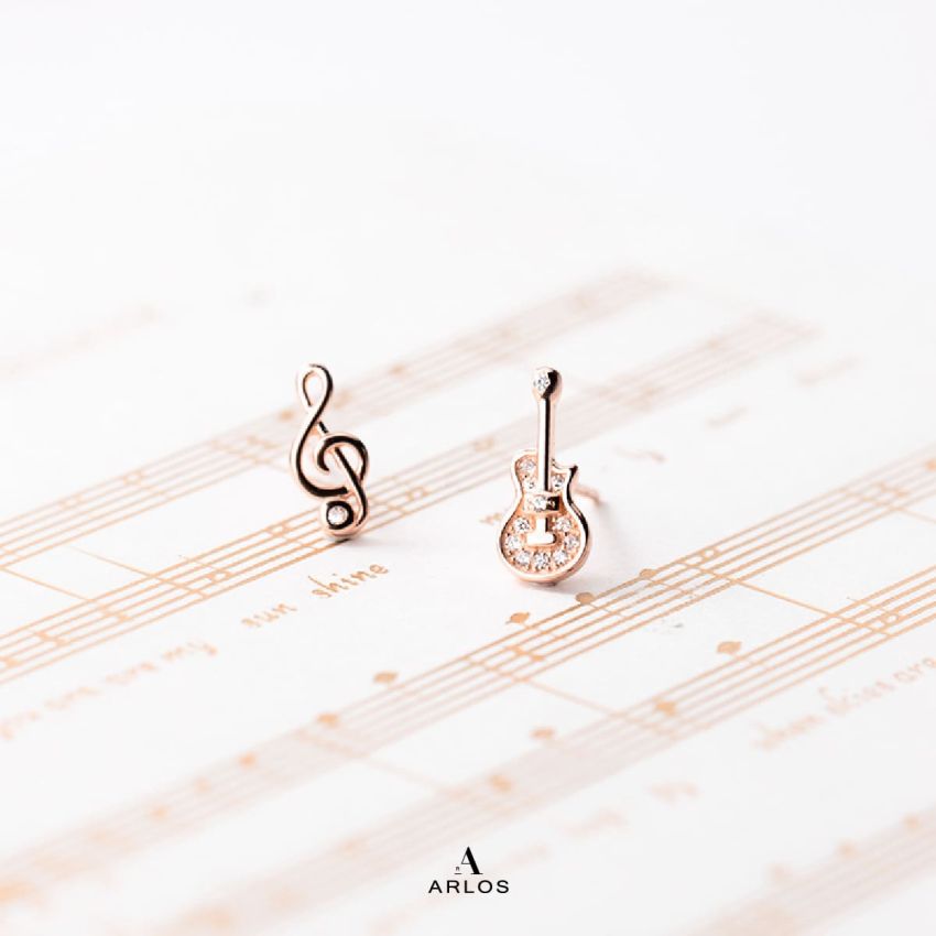 Aloha 閃爍音符耳環 (玫瑰金)