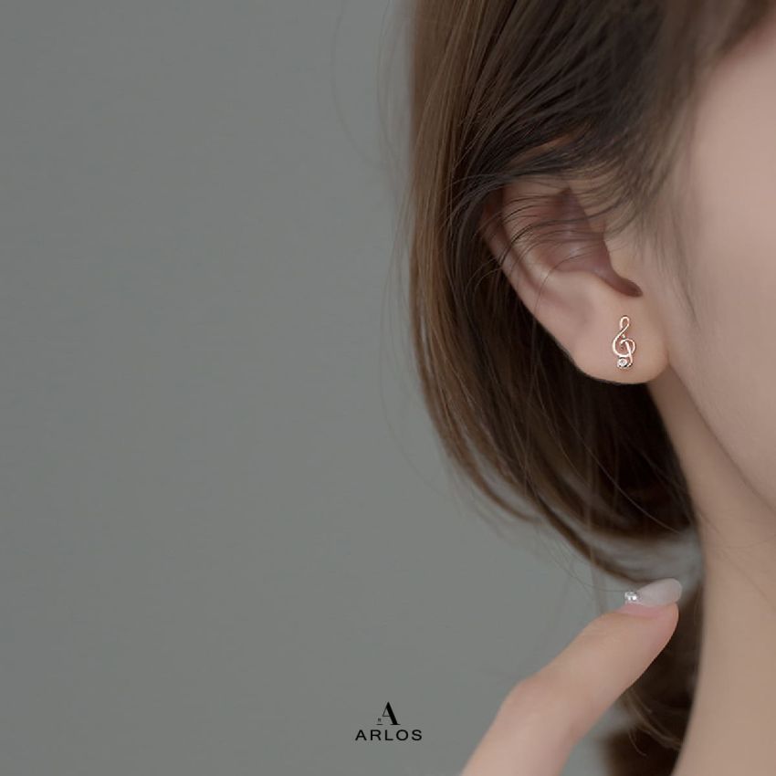 Aloha 閃爍音符耳環 (玫瑰金)