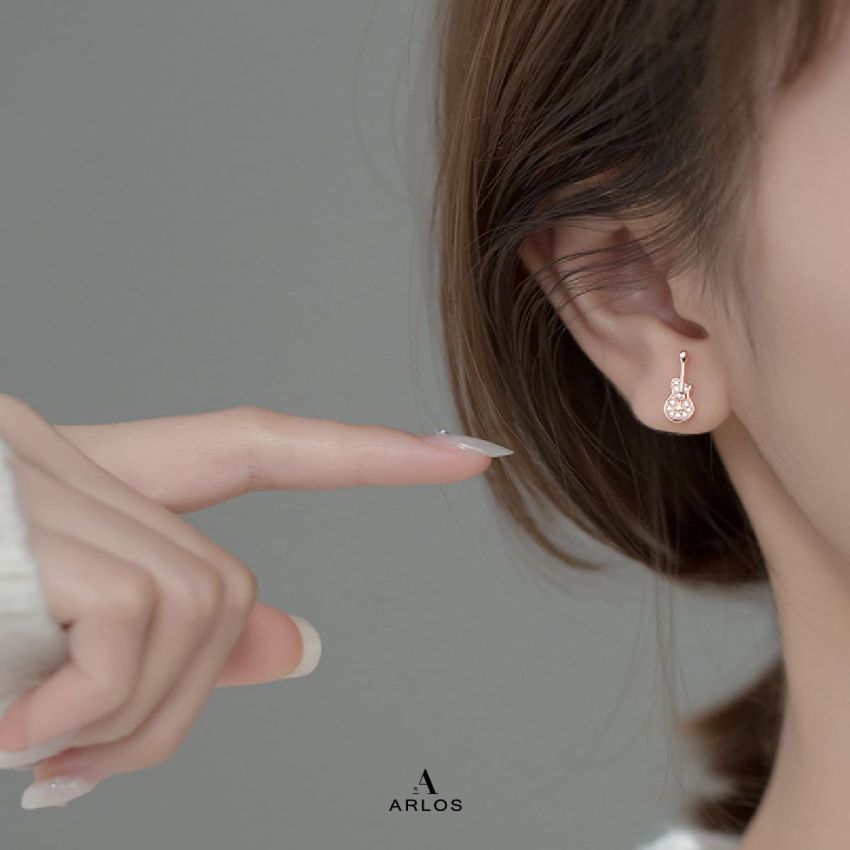 Aloha 閃爍音符耳環 (玫瑰金)