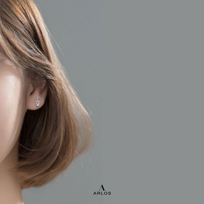 Aloha 閃爍音符耳環 (白金色)