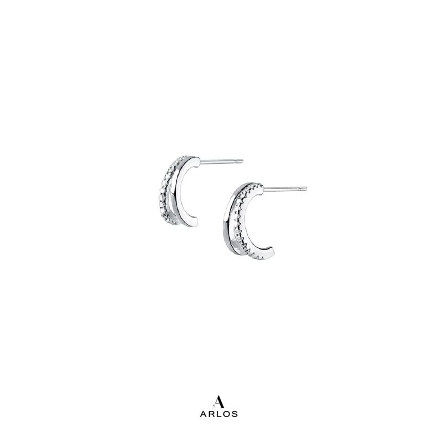 Aloha 雙層弧形耳環 (白金色)