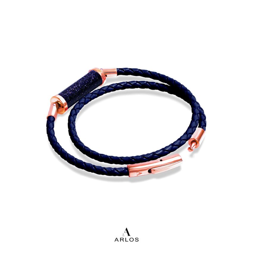 藍砂石CC真皮手繩 (雙圈)