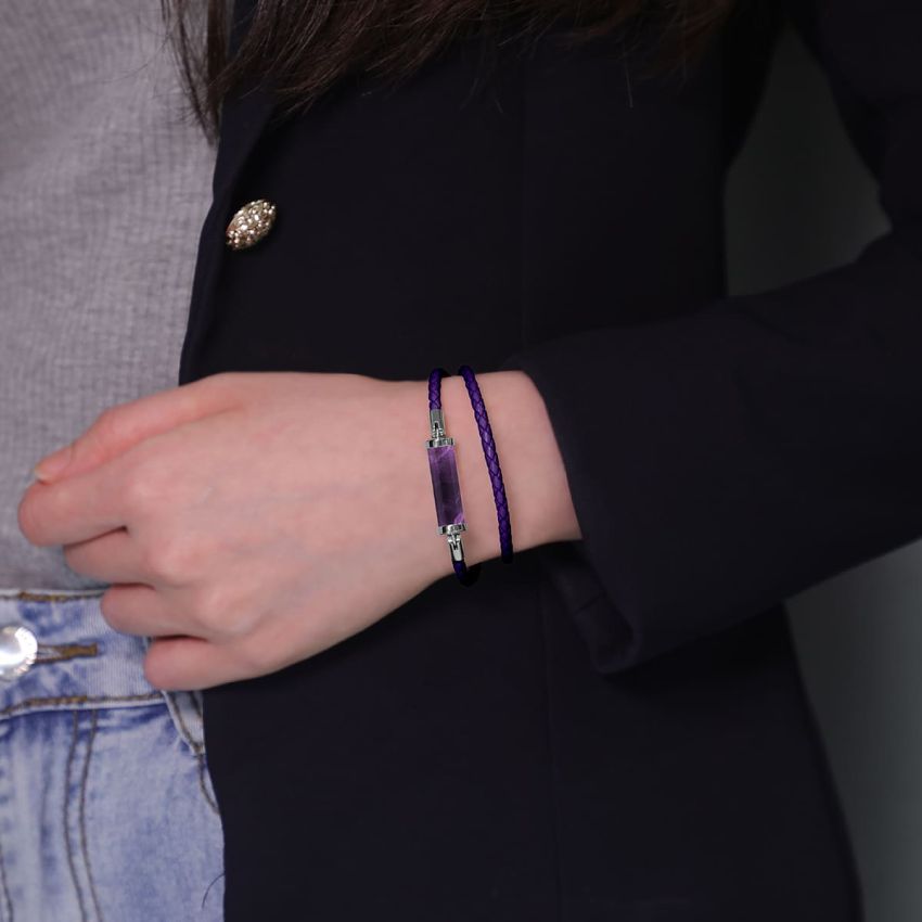 紫水晶CC皮繩 (雙圈)