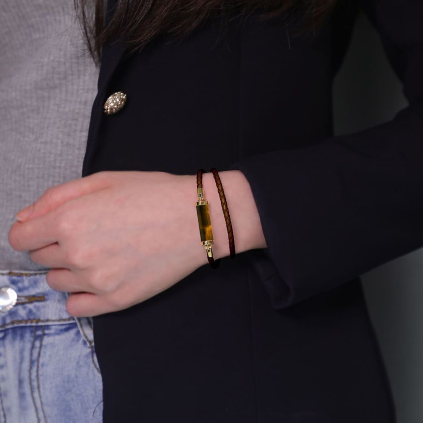 黃虎眼CC皮繩 (雙圈)