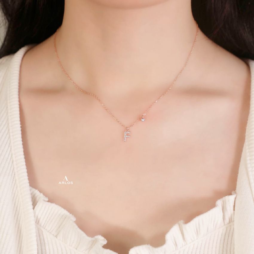 Trésor 字母 [ F ] 頸鏈 (玫瑰金)