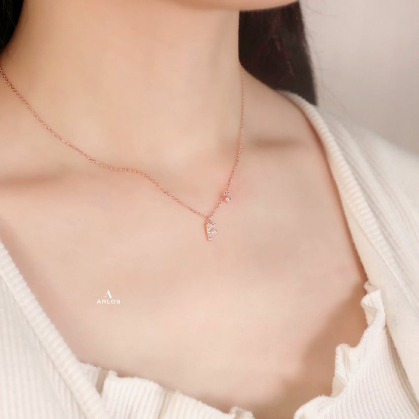 Trésor 字母 [ F ] 頸鏈 (玫瑰金)