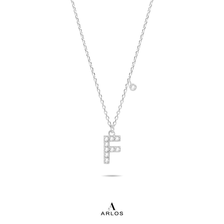 Trésor 字母 [ F ] 頸鏈 (白金色)