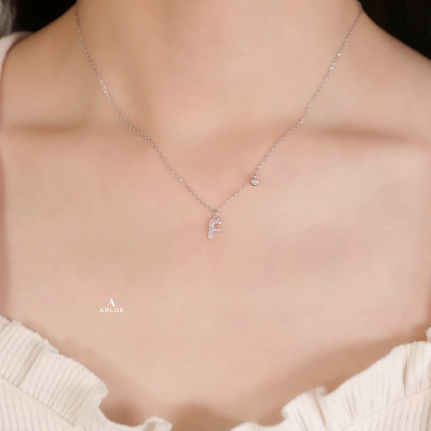 Trésor 字母 [ F ] 頸鏈 (白金色)