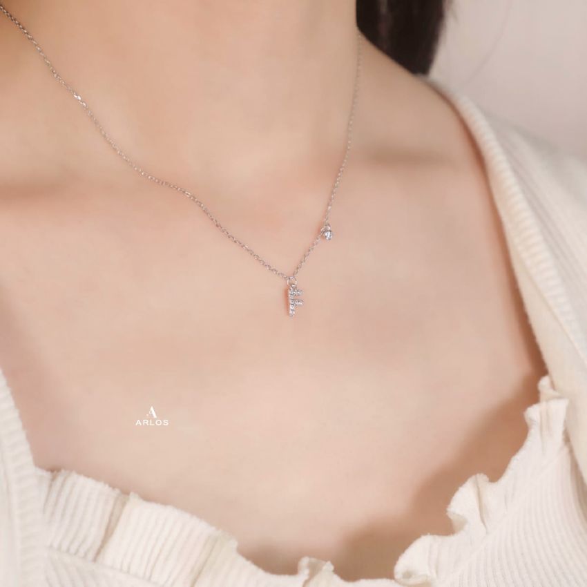 Trésor 字母 [ F ] 頸鏈 (白金色)