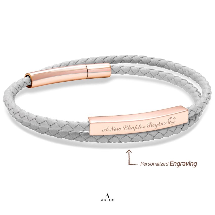 Le Tien 雙層皮革手環 (海豚灰)