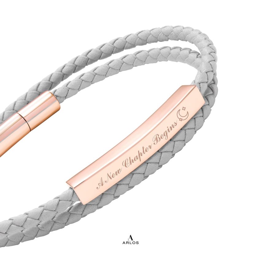 Le Tien 雙層皮革手環 (海豚灰)