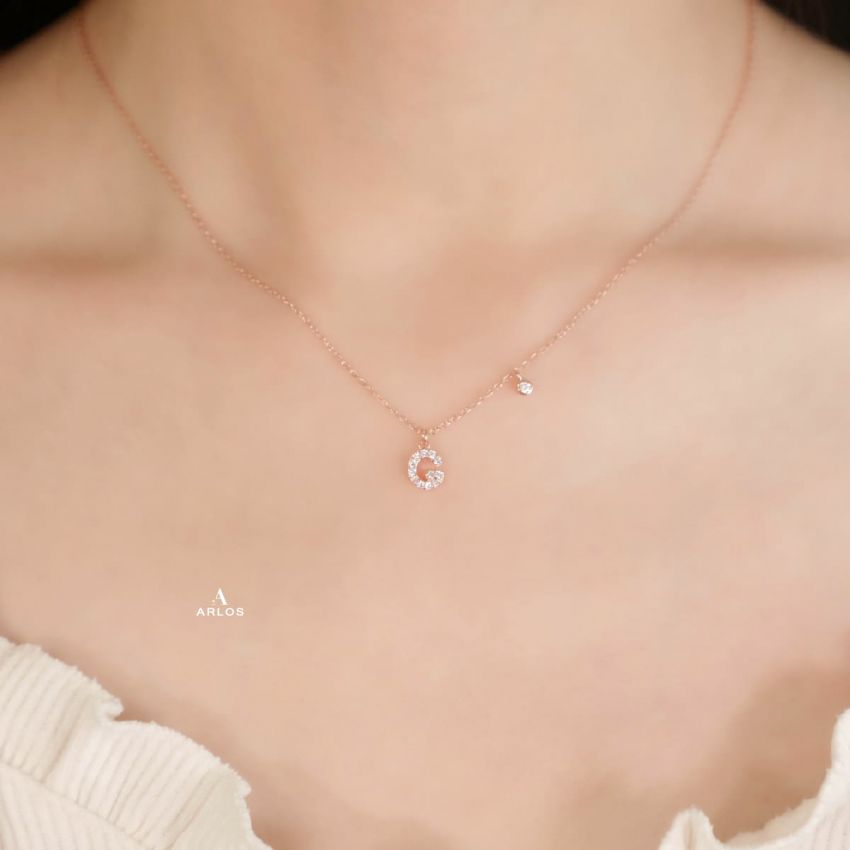 Trésor 字母 [ G ] 頸鏈 (玫瑰金)