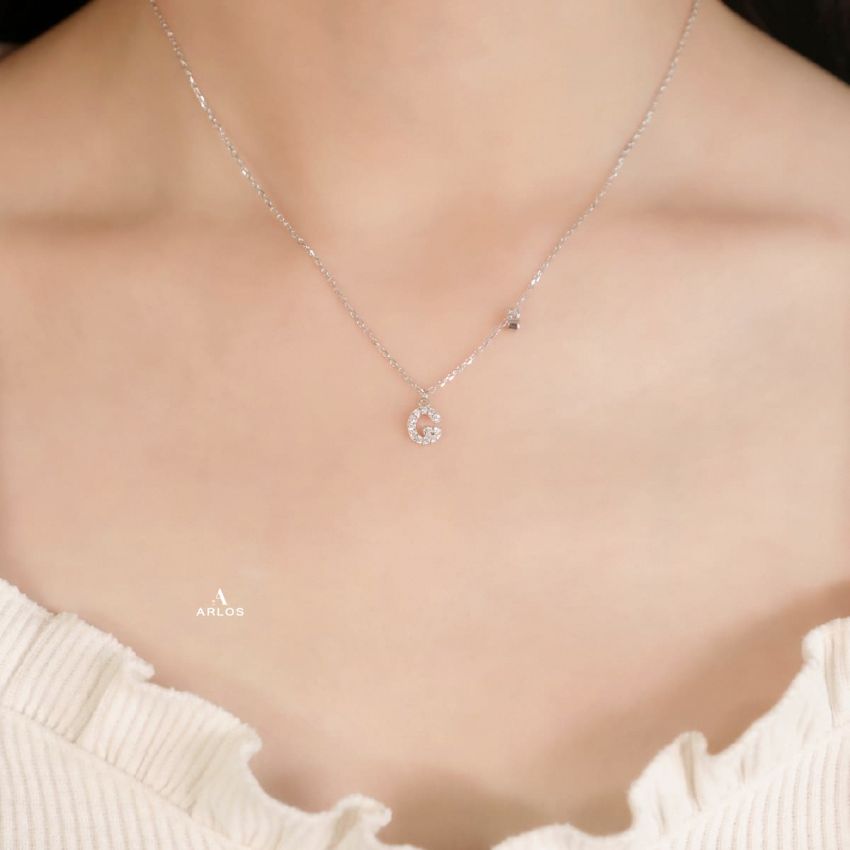 Trésor 字母 [ G ] 頸鏈 (白金色)