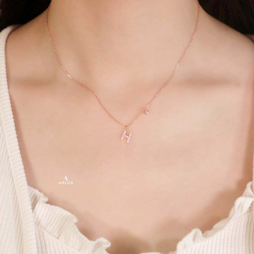 Trésor 字母 [ H ] 頸鏈 (玫瑰金)