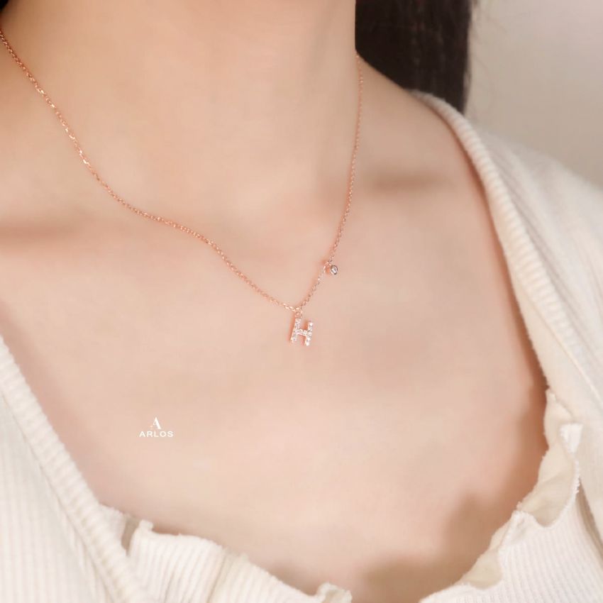 Trésor 字母 [ H ] 頸鏈 (玫瑰金)