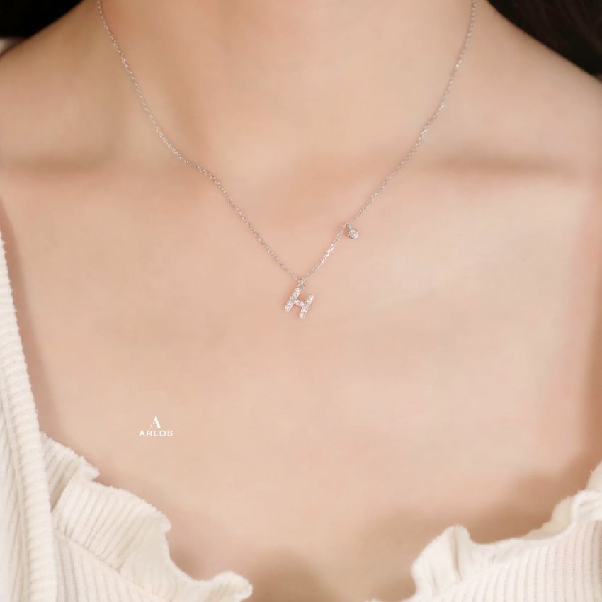 Trésor 字母 [ H ] 頸鏈 (白金色)