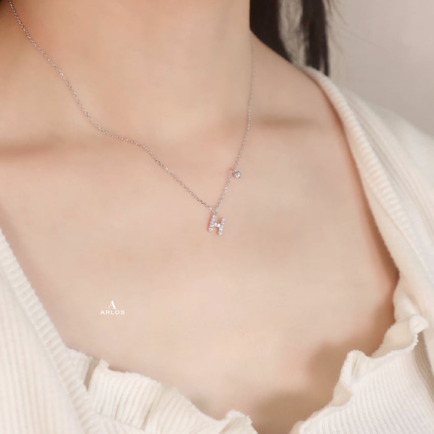 Trésor 字母 [ H ] 頸鏈 (白金色)