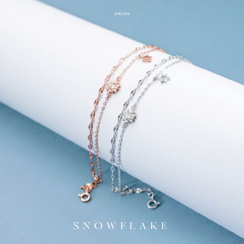 L'amour 冬日浪漫雪花手鏈 (玫瑰金)