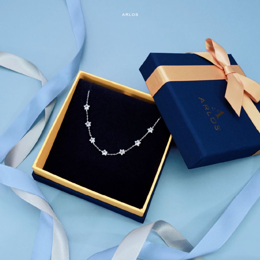 L'amour 閃爍幸運星手鏈 (白金色)