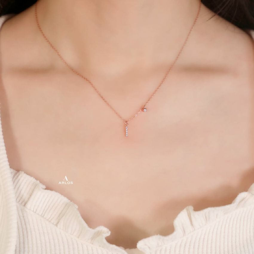 Trésor 字母 [ I ] 頸鏈 (玫瑰金)