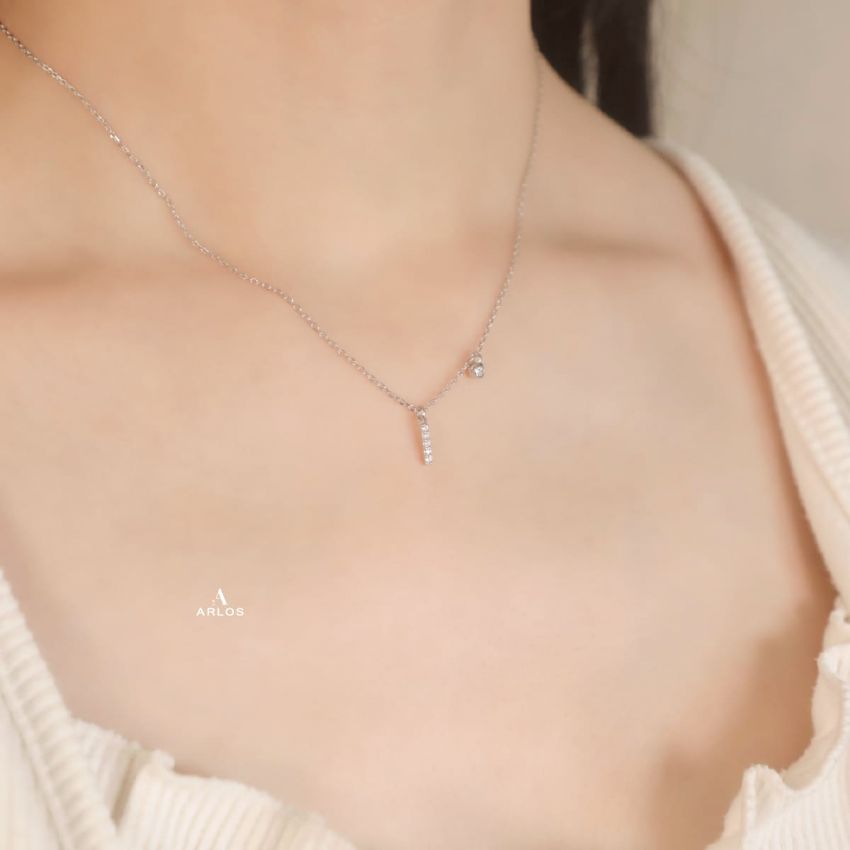 Trésor 字母 [ I ] 頸鏈 (白金色)