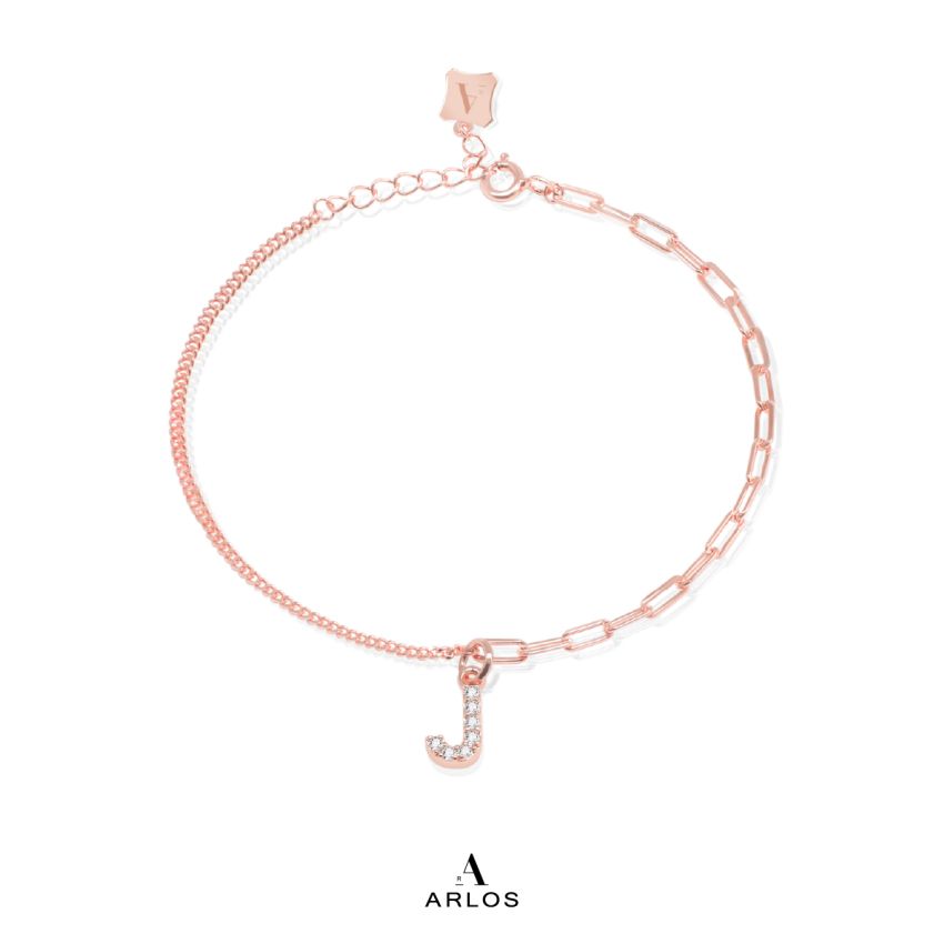 Trésor 字母 [ J ] 手鏈 (玫瑰金)