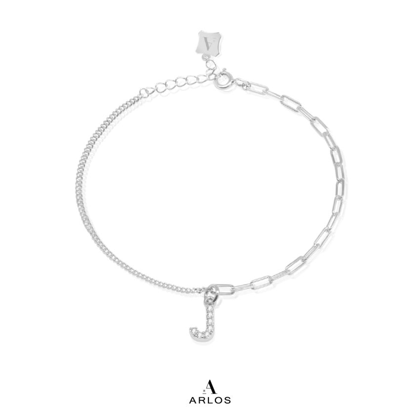 Trésor 字母 [ J ] 手鏈 (白金色)