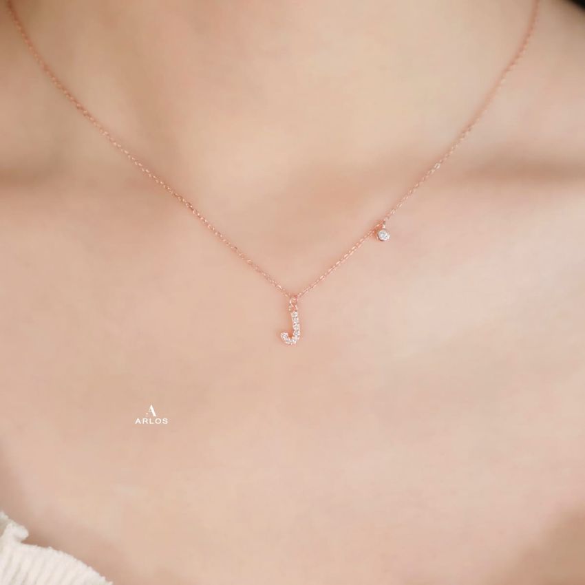 Trésor 字母 [ J ] 頸鏈 (玫瑰金)