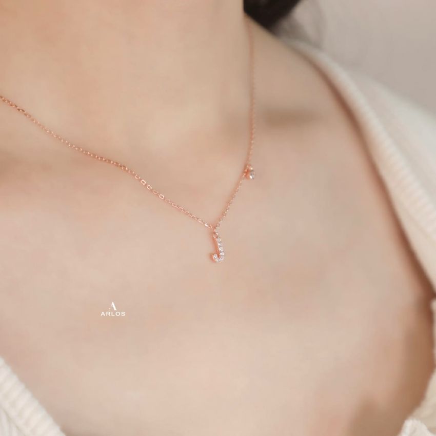 Trésor 字母 [ J ] 頸鏈 (玫瑰金)