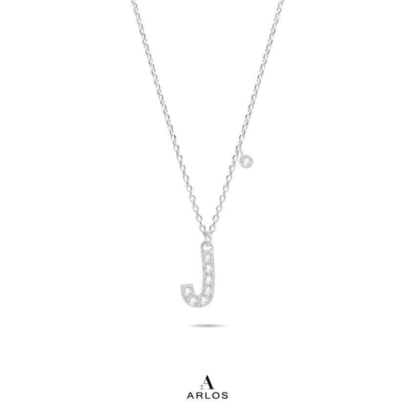 Trésor 字母 [ J ] 頸鏈 (白金色)