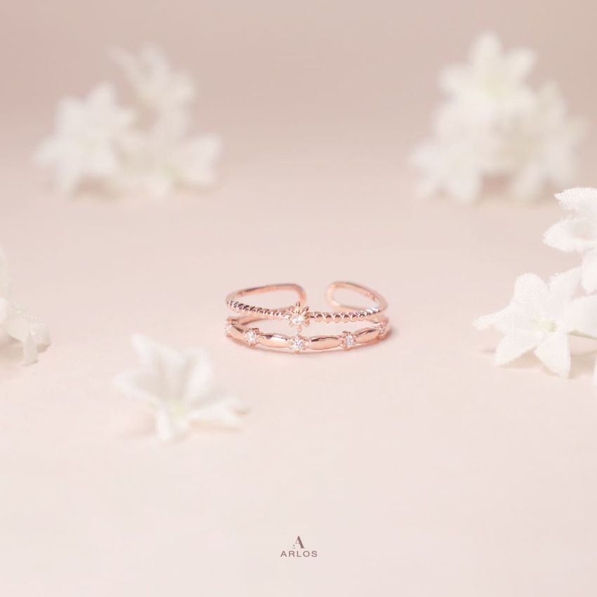 皇室雙層開口戒指 (玫瑰金)