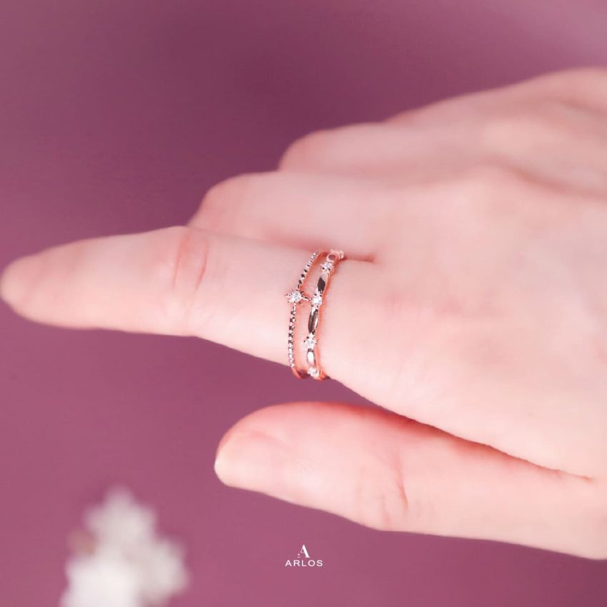 皇室雙層開口戒指 (玫瑰金)