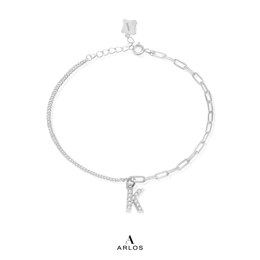 Trésor 字母 [ K ] 手鏈 (白金色)